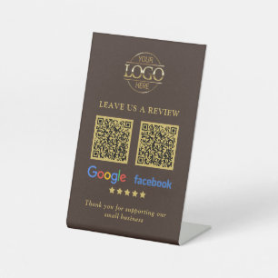 Business Logo Google & Facebook Reviews QR Code Pe Pedestal Sign