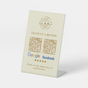 Business Logo Google & Facebook Reviews QR Code Pe Pedestal Sign