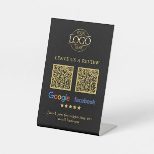 Business Logo Google & Facebook Reviews QR Code Pe Pedestal Sign