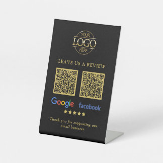 Business Logo Google & Facebook Reviews QR Code Pe Pedestal Sign