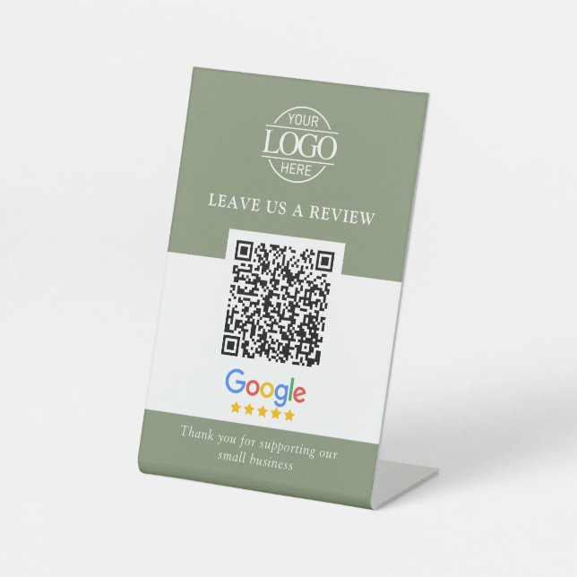 Business Logo Google & Facebook Reviews QR Code Pedestal Sign (Front)