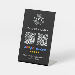 Business Logo Google & Facebook Reviews QR Code Pedestal Sign