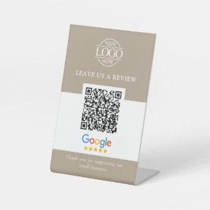 Business Logo Google & Facebook Reviews QR Code Pedestal Sign