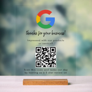 Business Logo Google Reviews website scan  Acrylic Sign