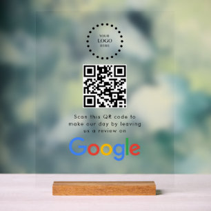Business Logo Google Reviews website scan  Acrylic Sign