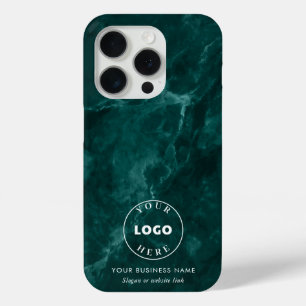 Business Logo Green Marble Corporate Employees iPhone 15 Pro Case