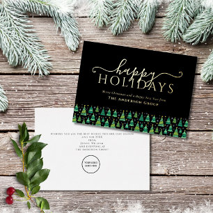 Business Logo Happy Holidays Christmas Trees Gold