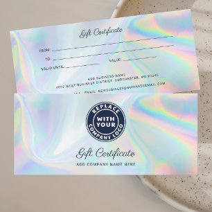 Business Logo Holographic Gift Certificate Custom