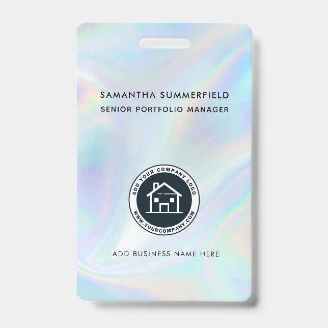 Business Logo Holographic ID Company Employee Badge (Front)