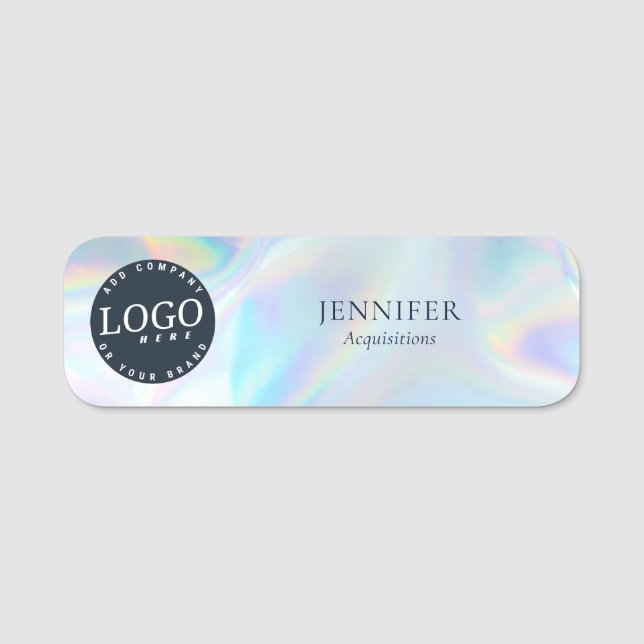 Business Logo Holographic Professional Employee Name Tag (Front)
