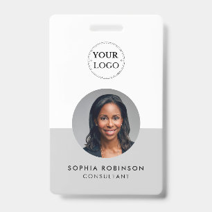 Business Logo ID Card QR Code Minimalist Employee Badge