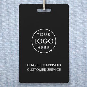 Business Logo ID   Modern Black Employee Staff ID Badge