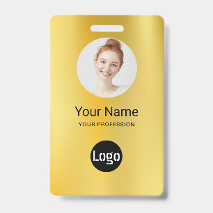 Business Logo ID   Modern Gold Employee Staff ID  Badge
