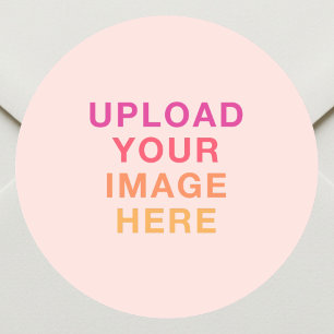 Business Logo Image Blush Pink Classic Round Sticker