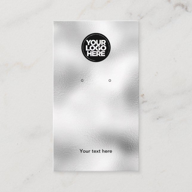 Business Logo Iridescent Earring Display Card (Front)