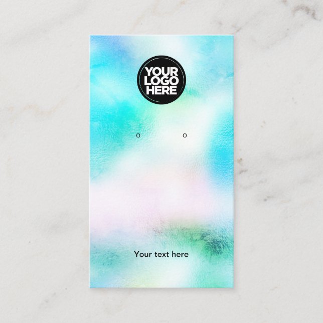Business Logo Iridescent Earring Display Card (Front)