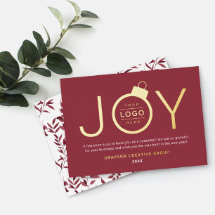 Business Logo Joy Ornament Garnet Red Gold
