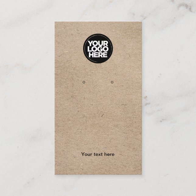 Business Logo Kraft Brown Earring Display Card (Front)