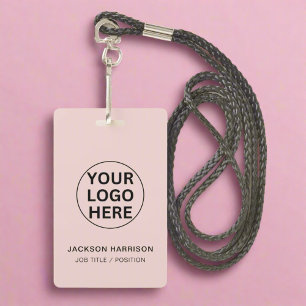 Business Logo l Staff Employee ID Blush Pink ID Badge