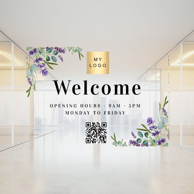 Business logo lavender welcome opening QR code (Creator Uploaded)