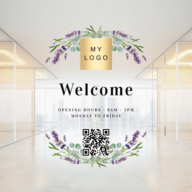 Business logo lavender welcome opening QR code (Creator Uploaded)