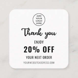 Business Logo Loyalty Black White Elegant QR Code Discount Card