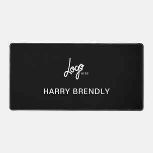 Business Logo Luxury Corporate Office Black Desk Mat