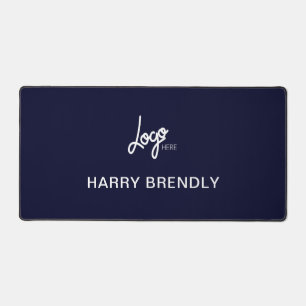 Business Logo Luxury Corporate Office Navy Blue Desk Mat