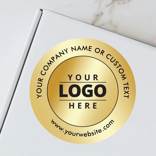 Business Logo Luxury Gold Promotional Shipping  Classic Round Sticker (Creator Uploaded)