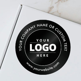 Business Logo Luxury Minimal Black Shipping  Classic Round Sticker