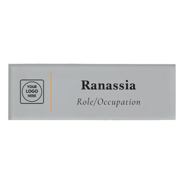 Business Logo Magnetic Silver name tags (Front)