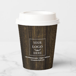 Business Logo Marketing Promotional Rustic Wood Paper Cups