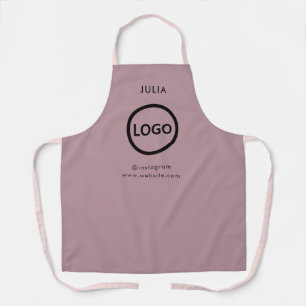 Business Logo Mauve Purple Employee Staff Name Apron