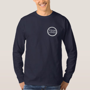 Business Logo Men's Long Sleeve Shirt   Navy Blue