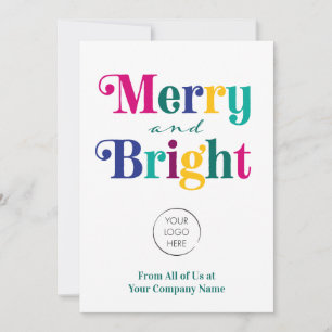 Business Logo Merry & Bright Holiday Christmas Card