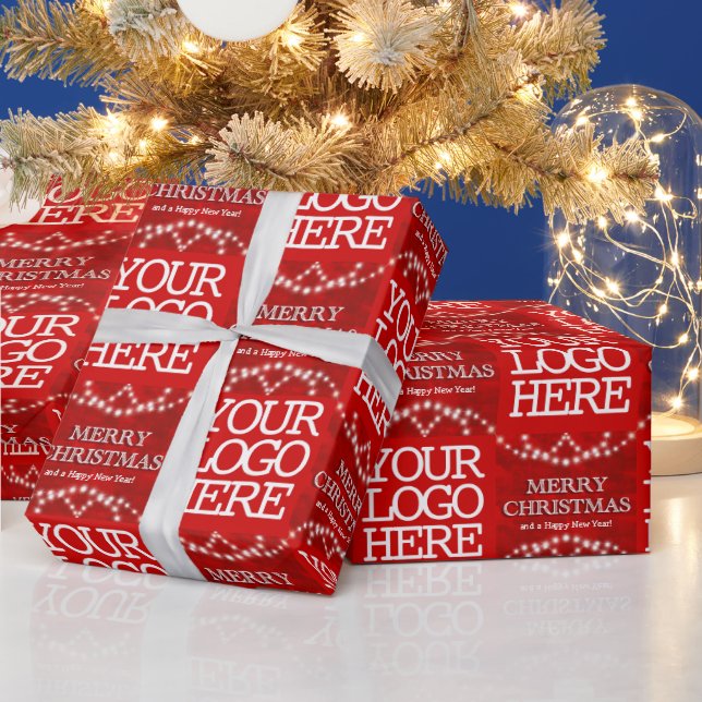 Business Logo Merry Christmas And Happy New Year Wrapping Paper (Holidays)