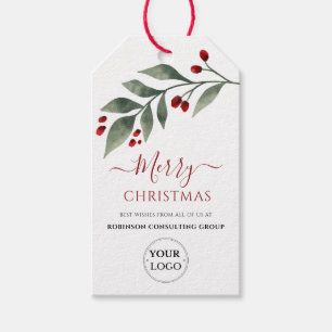 Business Logo Merry Christmas Company Festive  Gift Tags