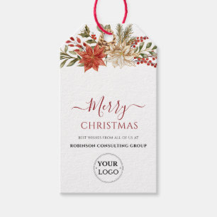 Business Logo Merry Christmas Company Festive  Gift Tags