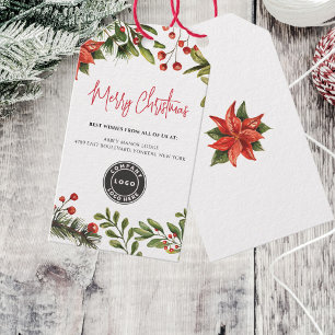 Business Logo Merry Christmas Company Festive Gift Tags
