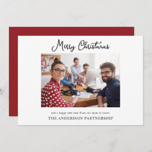 Business Logo Merry Christmas Photo Holiday Card