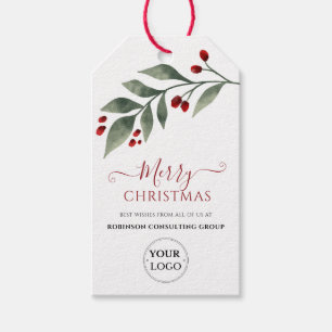 Business Logo Merry Christmas Promotional Festive  Gift Tags