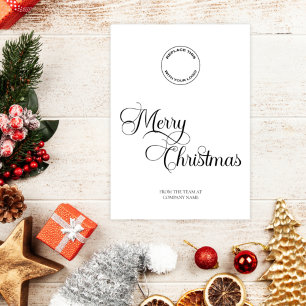 Business Logo Merry Christmas Simply Text Holiday  Card