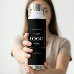 Business Logo Minimal Black Water Bottle