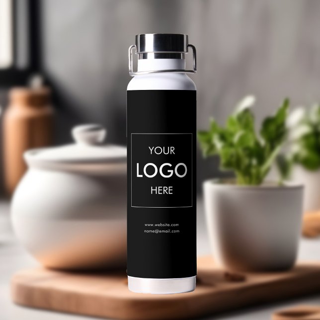 Business Logo Minimal Black Water Bottle (Creator Uploaded)