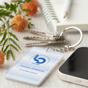 Business Logo   Minimal blue Employee Staff Key Ring