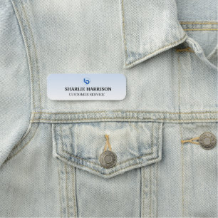 Business Logo Minimal blue Employee Staff Name Tag