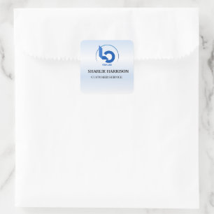 Business Logo   Minimal blue Employee Staff Square Sticker