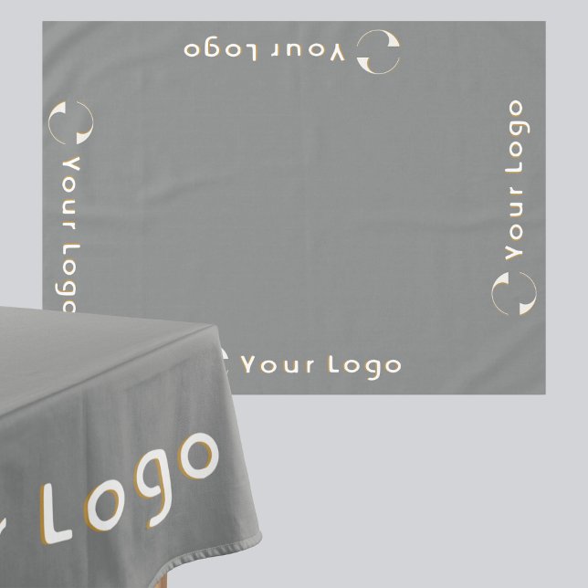 Business Logo Minimal brand Trade show Silver grey Tablecloth (Creator Uploaded)