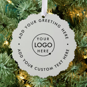 Business Logo Minimal Professional Grey Christmas Tree Decoration Card
