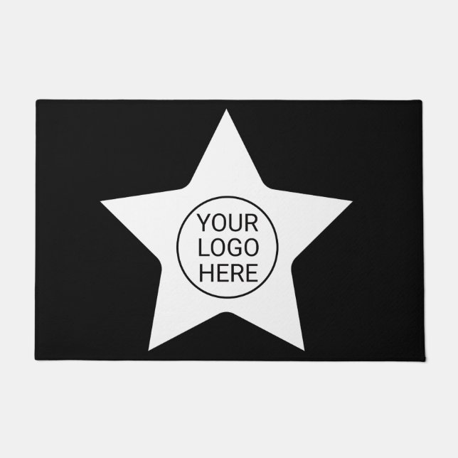 Business Logo Minimal Star Professional Black Doormat (Front)